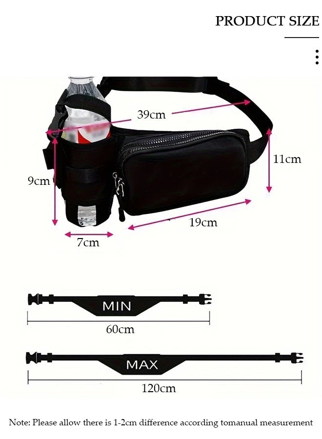 Running Belt Waist Pack，Large Capacity Waterproof  Running Belt with  Zipper Pocket, Lightweight Waist Bag with Bottle Holder  for Morning Runs, Workouts,  Cycling，DogWalking，Jogging Training