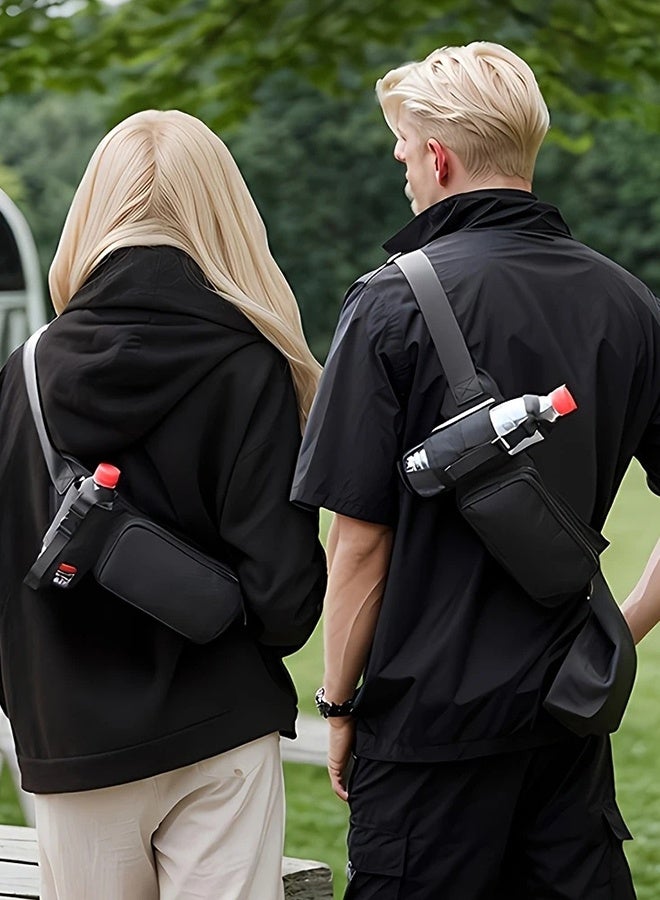 Running Belt Waist Pack，Large Capacity Waterproof  Running Belt with  Zipper Pocket, Lightweight Waist Bag with Bottle Holder  for Morning Runs, Workouts,  Cycling，DogWalking，Jogging Training