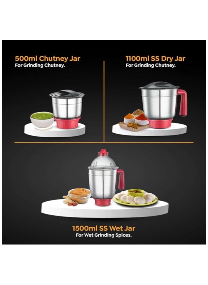 Generic خلاط ومطحنة بريستيج ريجال 750 واط مع 3 أوعية من الفولاذ المقاوم للصدأ  - Image 5