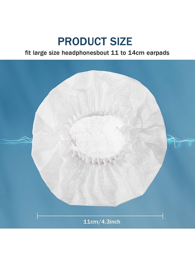 Wffo 100 Pieces Disposable Headphone Covers Non-Woven Sanitary Headphone Ear Covers White Fabric Headset Covers Ear Pad Covers for Headphones Dust-Proof Sanitary Headset Ear Pads 10-13cm - White - Image 2
