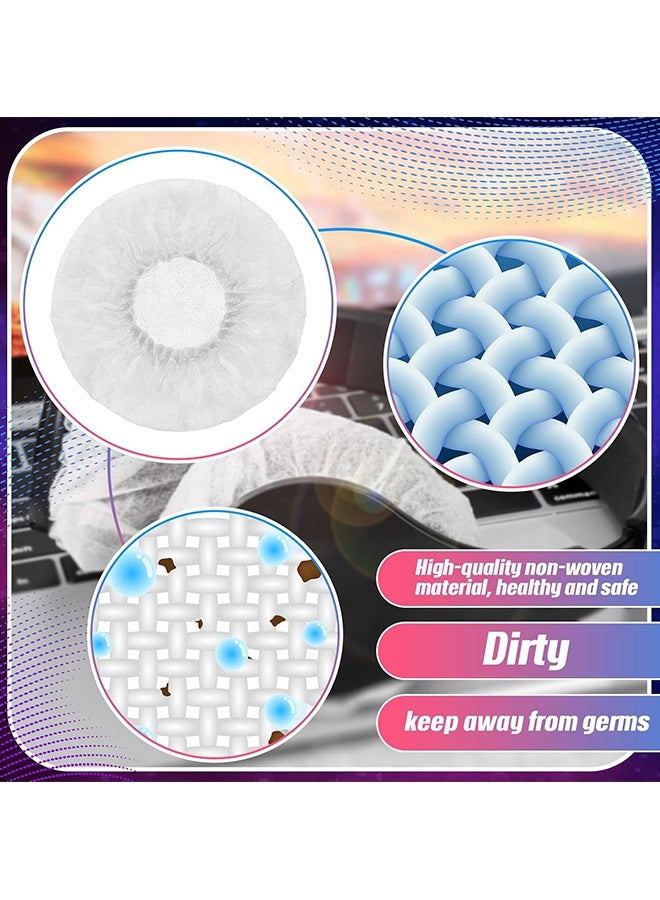 Wffo 100 Pieces Disposable Headphone Covers Non-Woven Sanitary Headphone Ear Covers White Fabric Headset Covers Ear Pad Covers for Headphones Dust-Proof Sanitary Headset Ear Pads 10-13cm - White - Image 3