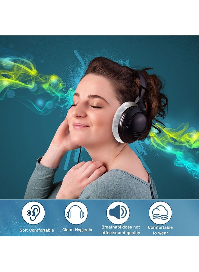 Wffo 100 Pieces Disposable Headphone Covers Non-Woven Sanitary Headphone Ear Covers White Fabric Headset Covers Ear Pad Covers for Headphones Dust-Proof Sanitary Headset Ear Pads 10-13cm - White - Image 5