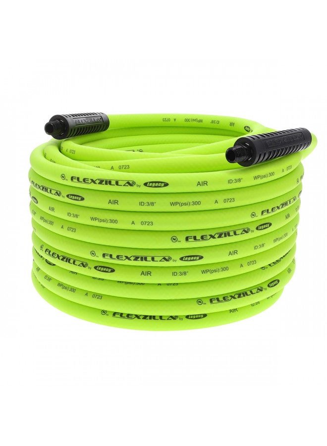 Flexzilla Air Hose, 3/8 in. x 100 ft., 1/4 in. MNPT Fittings, Heavy Duty, Lightweight, Hybrid, ZillaGreen - HFZ38100YW2 - Image 1