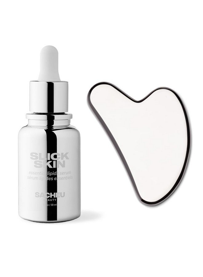 Sacheu Gua Sha Starter Kit With Slick Skin Oil Stainless Steel Gua With Gua Sha Oil Facial Oil Squalane Facial Tools Face Oil For Gua Sha Massage Gua Sha Stainless Steel - Image 1