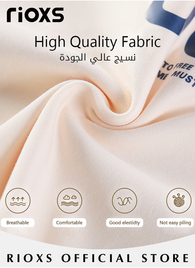 RIOXS - Couples Matching 2 Pieces Short Sleeve Pajamas Soft Cotton Sleepwear Button Down Loungewear Men's Women's Crew Neck T-Shirt & Straight Loose Leg Short - Image 1