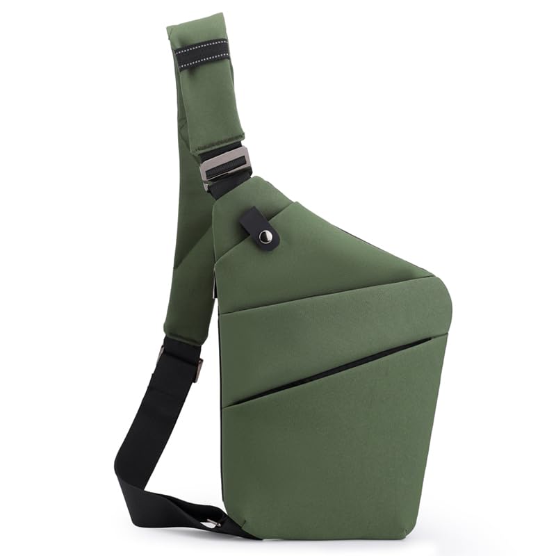 BIRDDIE Anti Theft Travel Bag, One Shoulder Large Capacity Cross-body Bag Chest Fashion Lightweight Sling Bags for Travel Sports (Left Shoulder, Green) - Image 1