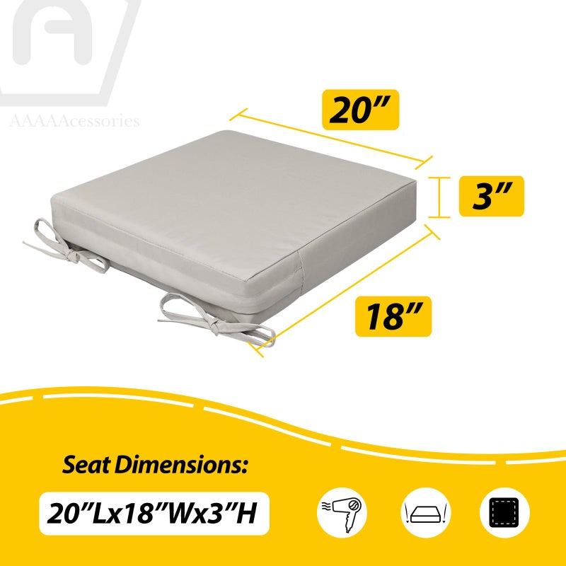 AAAAAcessories Outdoor Seat Cushions for Chairs, Waterproof, Fade-Resistant, 20" x 18" x 3", Patio Furniture Replacement Cushions, Set of 2, Beige - Image 5