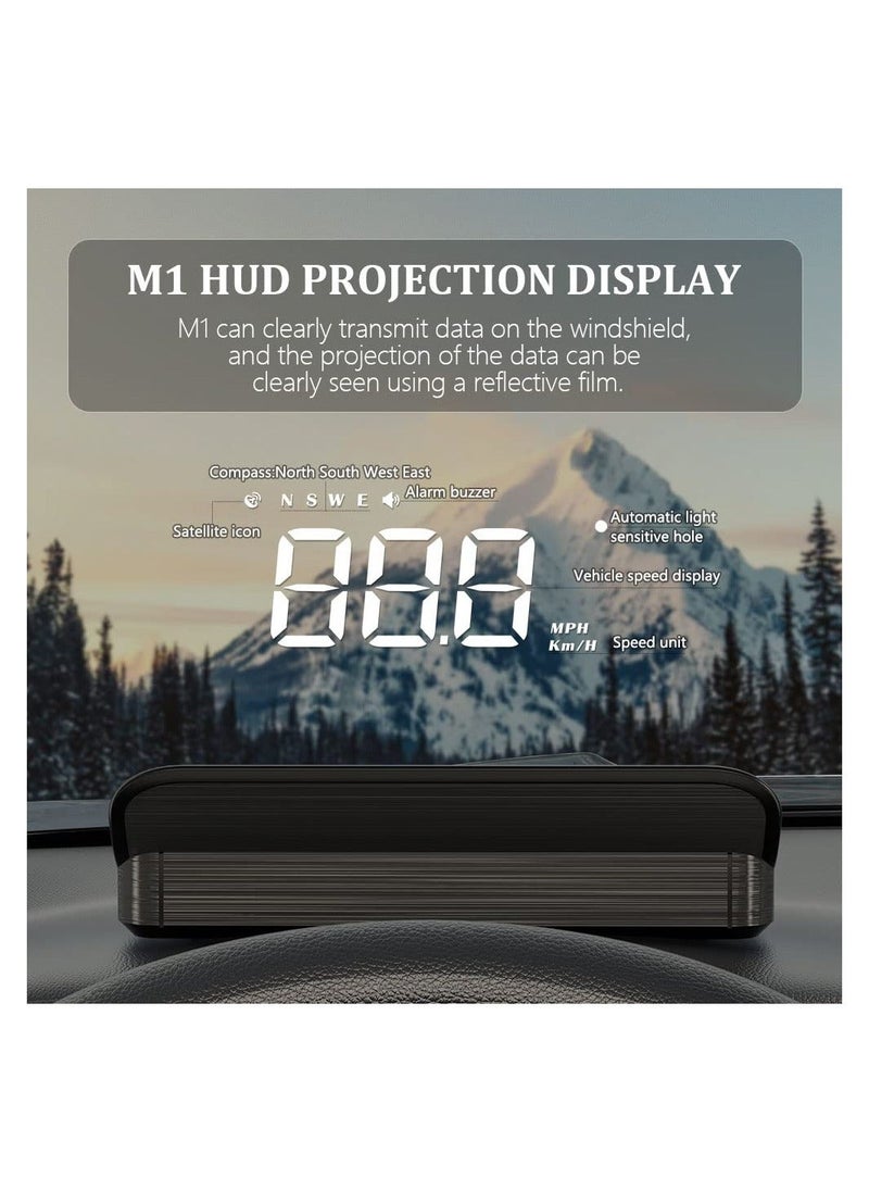 Y&D M1 Windshield Projection Heads Up Display, SYOSI Digital GPS Speedometer with Navigator/Speed/RPM/Voltage/Temperature Warning Alarm Displayer. Suitable for All Vehicles (M1 White)  - Image 2