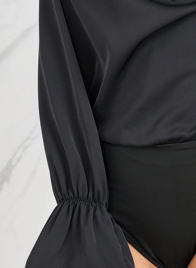Styli V Neck Long Sleeves Solid Bodysuit