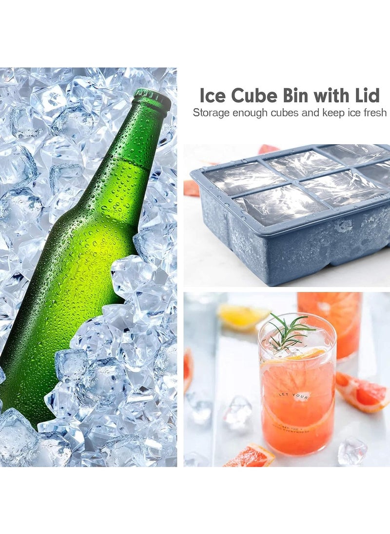 Beauenty - Silicone Ice Cube Trays 3 Pack - Large Size Silicone Ice Cube Molds with Leak Proof Removable Lid Square Ice Cube Tray And BPA Free for Cocktail,Whiskey, Stackable Flexible Ice - Image 1