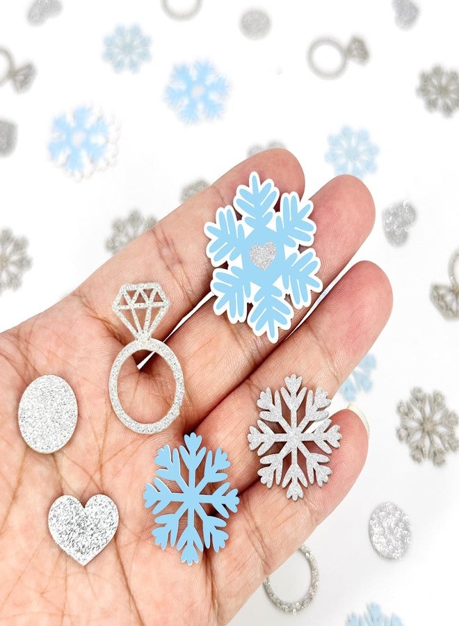 Blopee 200PC Blue Snowflake Wedding Confetti for Table Snow in Love Bridal Shower Decorations Heart Ring Snowflakes Confetti for Winter Bechelorette Engagement Wedding Shower Party Decorations - Image 2