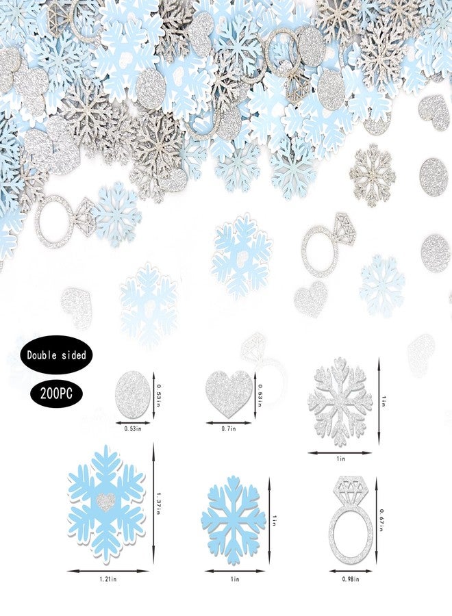 Blopee 200PC Blue Snowflake Wedding Confetti for Table Snow in Love Bridal Shower Decorations Heart Ring Snowflakes Confetti for Winter Bechelorette Engagement Wedding Shower Party Decorations - Image 3