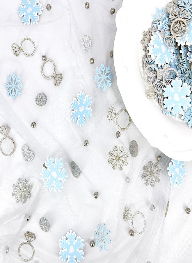 Blopee 200PC Blue Snowflake Wedding Confetti for Table Snow in Love Bridal Shower Decorations Heart Ring Snowflakes Confetti for Winter Bechelorette Engagement Wedding Shower Party Decorations - Image 5