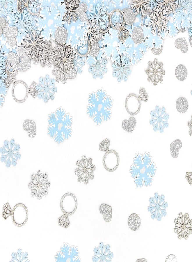 Blopee 200PC Blue Snowflake Wedding Confetti for Table Snow in Love Bridal Shower Decorations Heart Ring Snowflakes Confetti for Winter Bechelorette Engagement Wedding Shower Party Decorations - Image 1