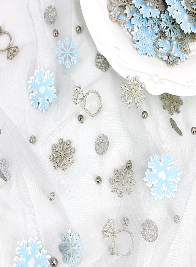 Blopee 200PC Blue Snowflake Wedding Confetti for Table Snow in Love Bridal Shower Decorations Heart Ring Snowflakes Confetti for Winter Bechelorette Engagement Wedding Shower Party Decorations - Image 4
