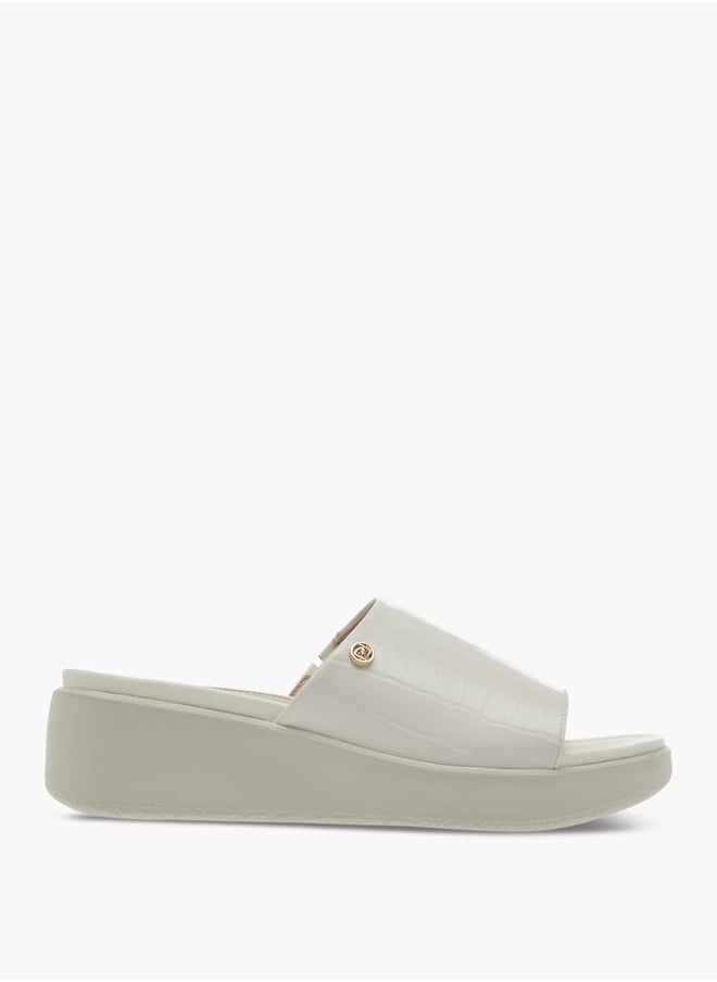 Paprika Women Textured Slip-On Sandals with Wedge Heel  - Image 3