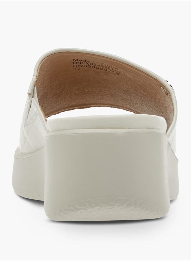 Paprika Women Textured Slip-On Sandals with Wedge Heel  - Image 5