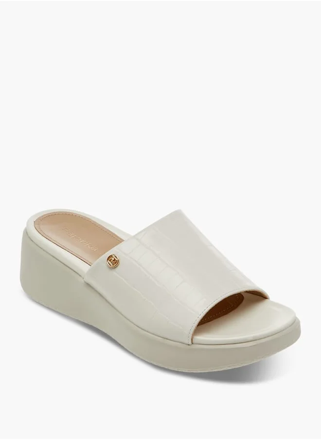 Paprika Women Textured Slip-On Sandals with Wedge Heel