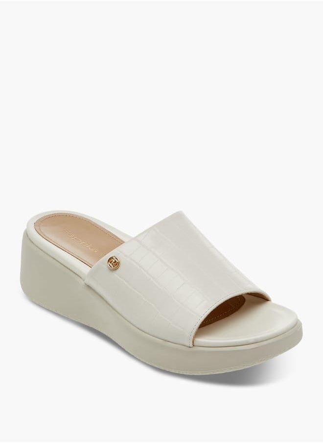 Paprika Women Textured Slip-On Sandals with Wedge Heel  - Image 2