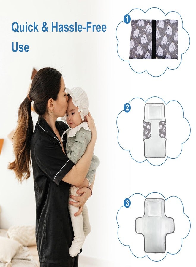 outtip Cute Elephant Portable Diaper Changing Mat,Waterproof Foldable Travel Changing Pad,On-The-Go Wipeable Reusable Changing Pad,Waterproof & Compact,for Diaper Bags,Travel,Car Backseat Changes,Strollers - Image 4