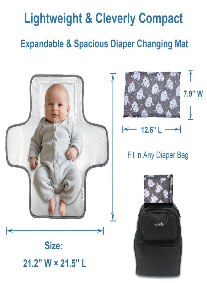 outtip Cute Elephant Portable Diaper Changing Mat,Waterproof Foldable Travel Changing Pad,On-The-Go Wipeable Reusable Changing Pad,Waterproof & Compact,for Diaper Bags,Travel,Car Backseat Changes,Strollers - Image 3