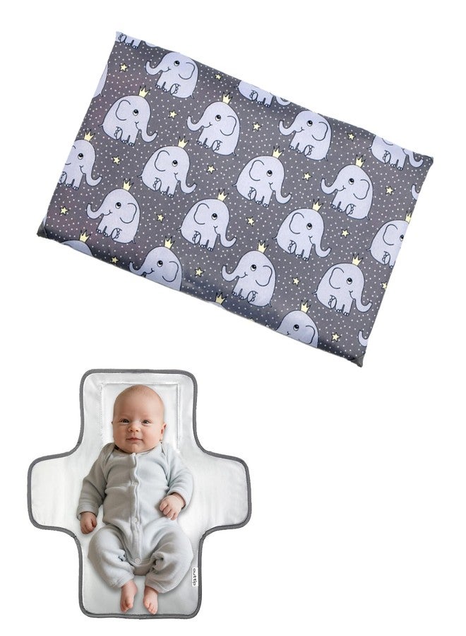 outtip Cute Elephant Portable Diaper Changing Mat,Waterproof Foldable Travel Changing Pad,On-The-Go Wipeable Reusable Changing Pad,Waterproof & Compact,for Diaper Bags,Travel,Car Backseat Changes,Strollers - Image 1