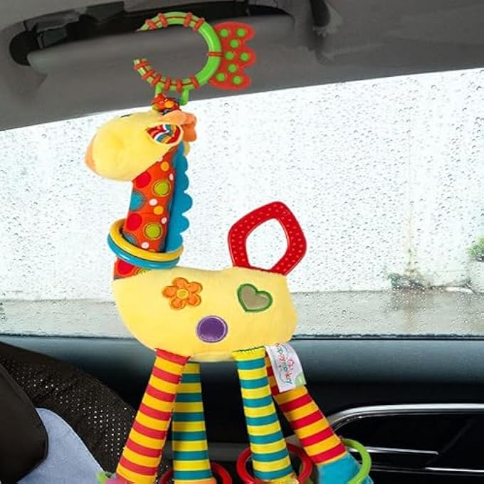 CAR SEAT TOYS BABY HANGING TOY WITH C-CLIP RING BABY CAR TOYS STROLLER TOY WITH BABY CRINKLE FOR 0, 3, 6, 9, 12 MONTHS NEWBORN BOYS GIRLS GIFTS - GIRAFFE - Image 3