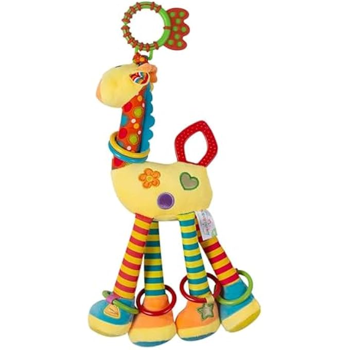 CAR SEAT TOYS BABY HANGING TOY WITH C-CLIP RING BABY CAR TOYS STROLLER TOY WITH BABY CRINKLE FOR 0, 3, 6, 9, 12 MONTHS NEWBORN BOYS GIRLS GIFTS - GIRAFFE - Image 1
