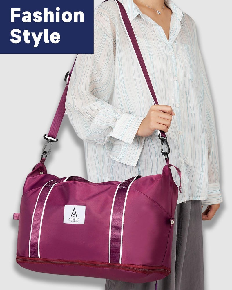 Arxus Rolling Duffle Bag with Detachable Wheels and Adjustable Shoulder Strap, Large Expandable Foldable Carry On Luggage Bag with Handle and Suitcase Sleeve, Weekender Bag for Travel Airplane 25L-55L - Image 2