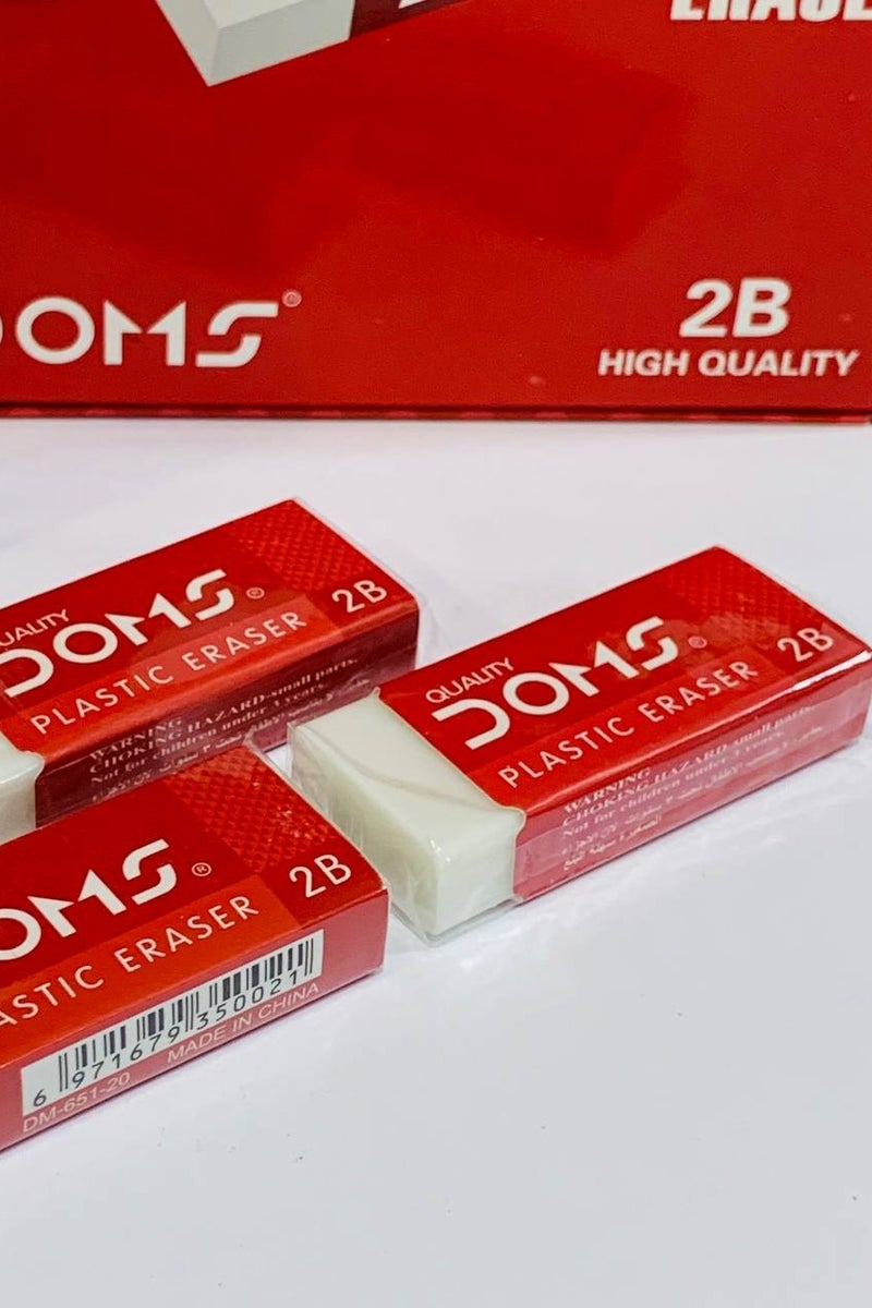 DOMS Plastic Eraser 18-2B 860 – Bright White, Ideal for School and Office Use - Image 2