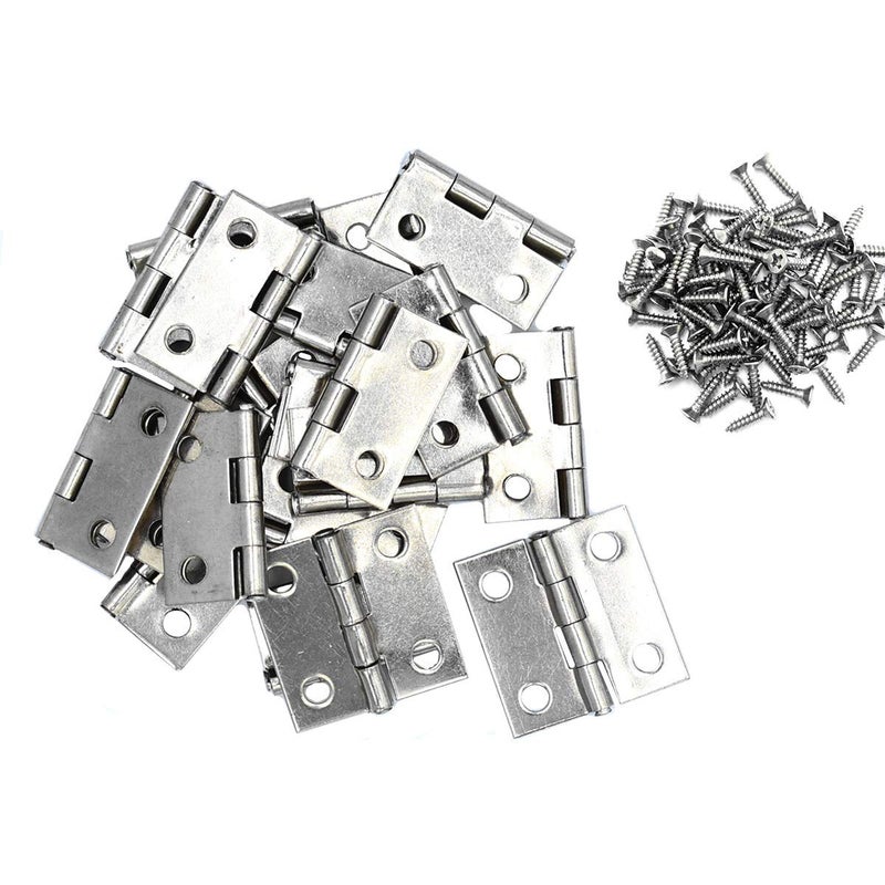 20Pcs Stainless Steel Folding Hinge 1 inch Cabinet Box Hinge is allocated with 80 Stainless Steel Screws