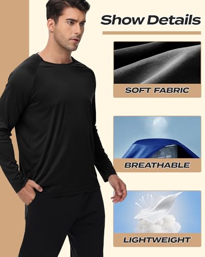 BOOJO Long Sleeve Shirts for Men - Quick Dry Moisture Wicking UV UPF Sun Protection T-Shirts for Fishing Workout Swim B-White - Image 5