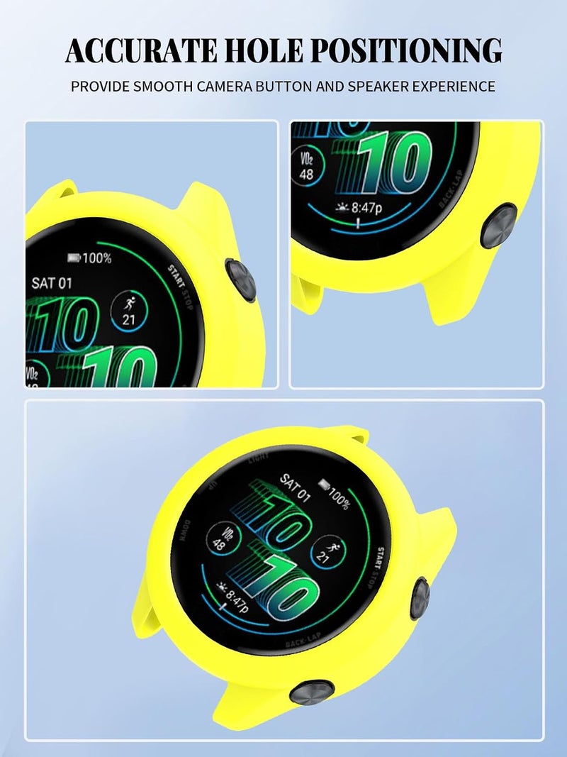 جراب لساعة Garmin Forerunner 570 الذكية مقاس 47 مم، غطاء سيليكون ناعم مقاوم للصدمات من FJIASTB، خفيف الوزن وسهل التركيب، عبوة من قطعتين (أصفر) - Image 5