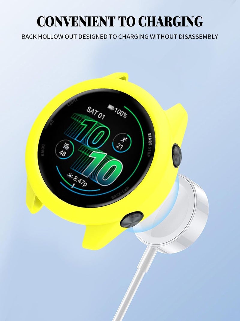 جراب لساعة Garmin Forerunner 570 الذكية مقاس 47 مم، غطاء سيليكون ناعم مقاوم للصدمات من FJIASTB، خفيف الوزن وسهل التركيب، عبوة من قطعتين (أصفر) - Image 4