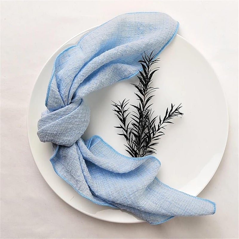 سكاي بلو 10 حزمة 40x40 سم مناديل قماش شاش كريب قطن نقي لحفلات الزفاف والعشاء والاستخدام اليومي - Image 2