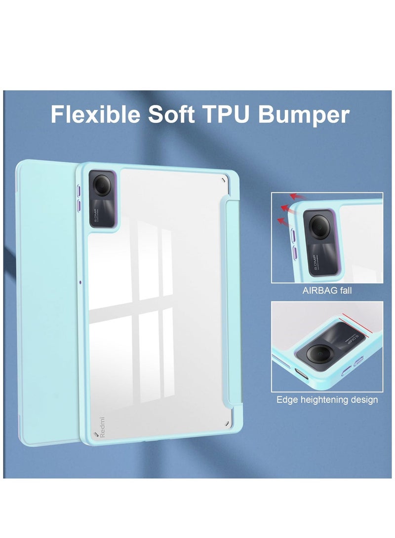 Case Compatible With Xiaomi Redmi Pad SE 11.0 Inch 2023 with Pencil Holder Clear Transparent Back Shell Slim Stand Shockproof Tablet Cover Auto Wake/Sleep (Ice Blue) - Image 4
