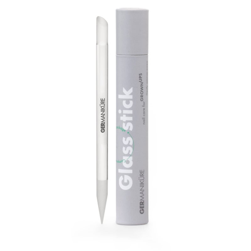 GERMANIKURE Clear Glass Cuticle Stick - No Sleeve - Ethically Made in Czech Republic - Cuticle Pusher & Remover, Callous & Dry Skin Fingertip File, Nail Shaper - No Case - Image 1