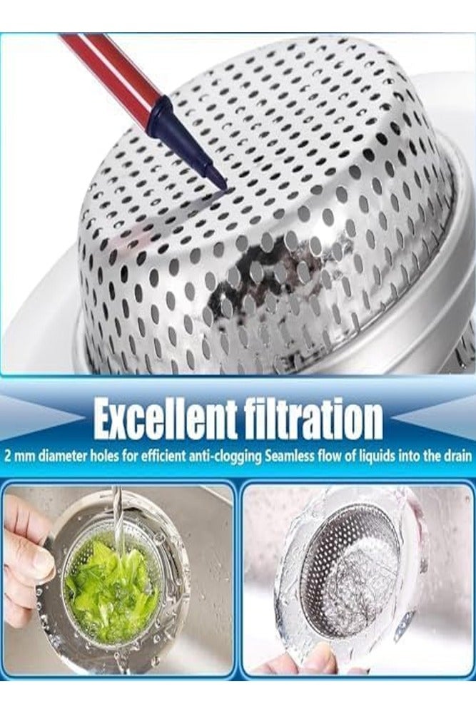 AMERTEER 2pcs Stainless Steel Sink Strainer Mesh – Drain Filter & Food Catcher for Kitchen and Bathroom Sinks - Image 3