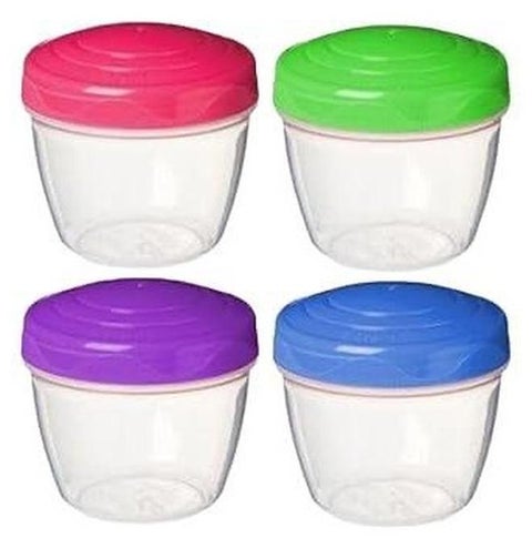 Small yogurt or baby food containers, 4 pieces, random colors