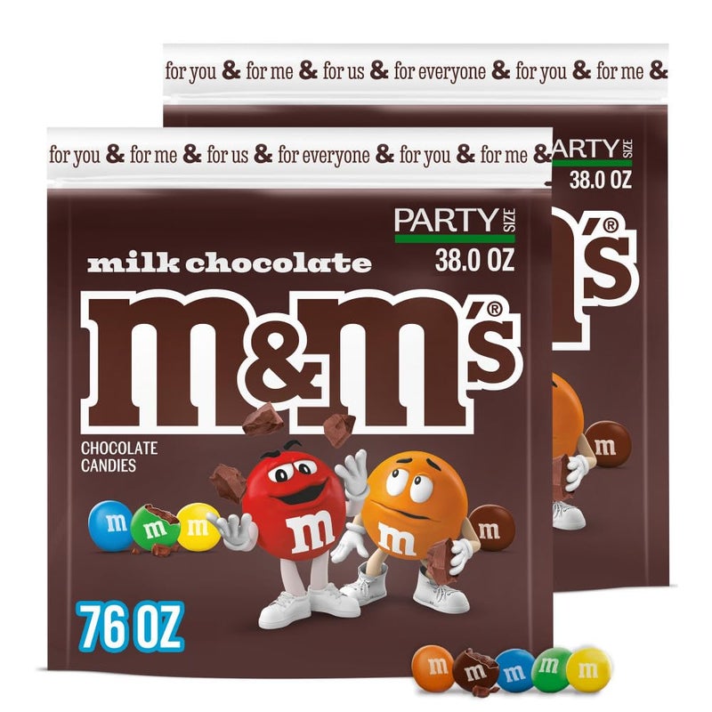 M&M'S Milk Chocolate Candy, Party Size, 38 oz Bag (Pack of 2) - Image 1