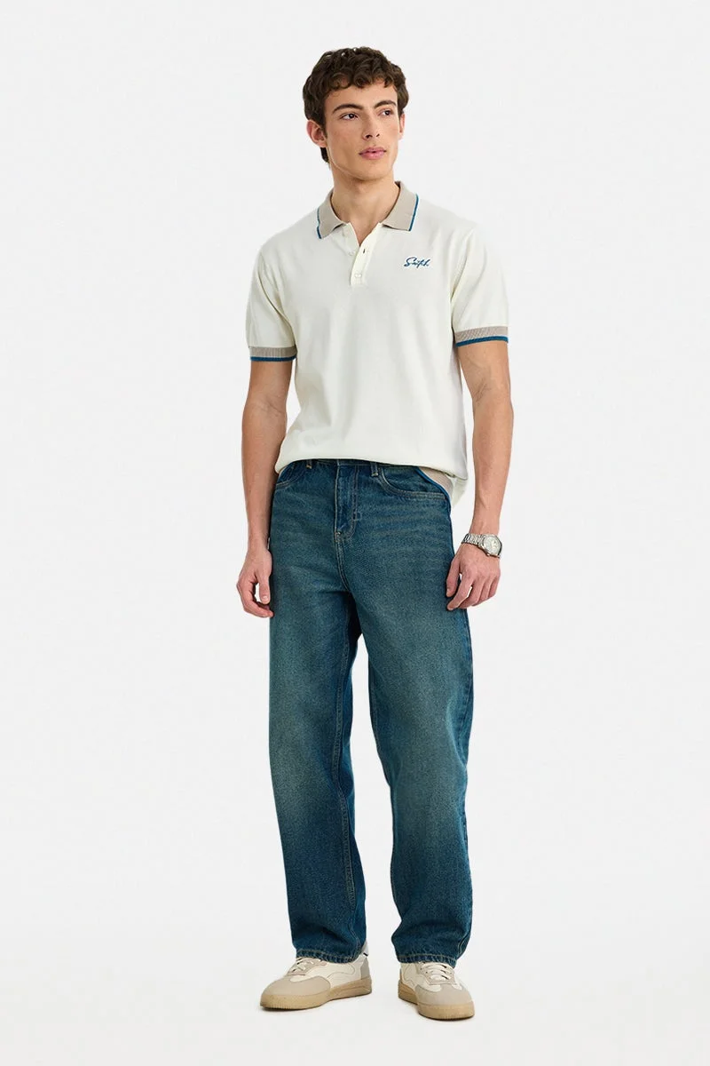 سنيتش White Solid Half Sleeve Regular Fit T-Shirt