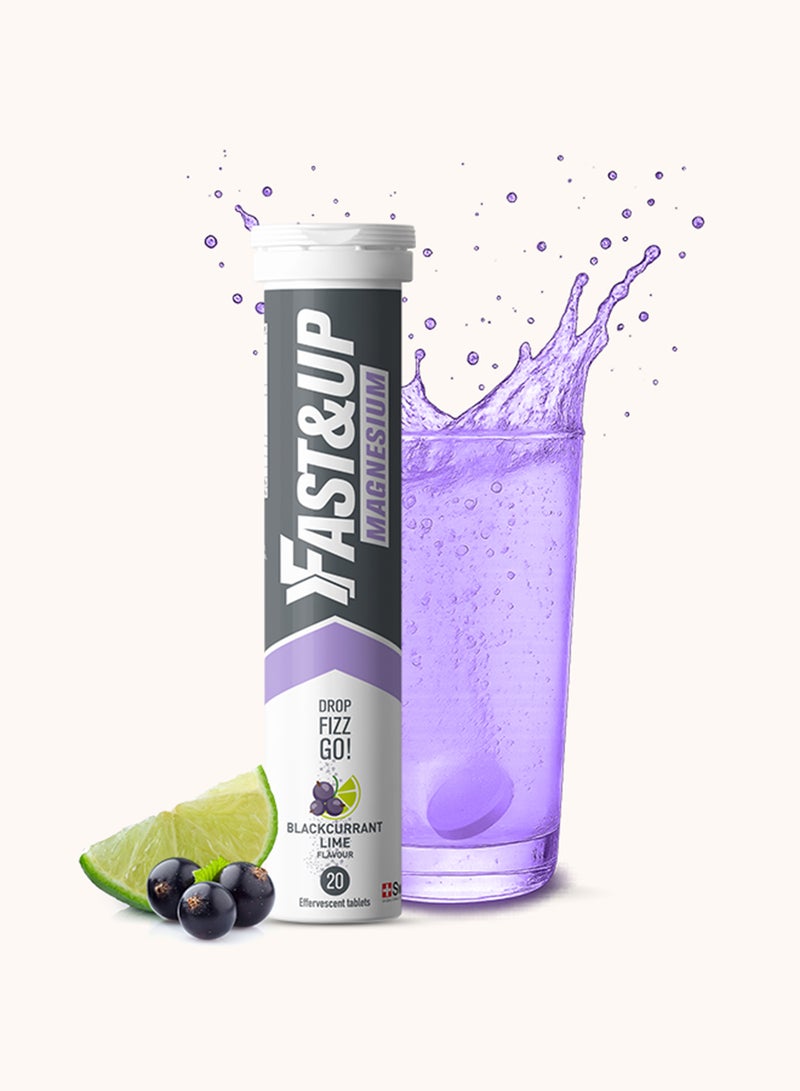 FAST&UP Magnesium for Tiredness & Fatigue Relief- 20 Effervescent Tablets, Blackcurrant & Lime Flavour - Image 1