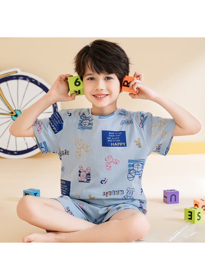 Fenton Fenteng Children's Pajamas For Boys, Breathable Pure Cotton, Spring And Summer Short-sleeve, Suitable For Outdoor Wear, Boys' Clothing, Air Conditioning Wear, Q9984723125 - Image 3