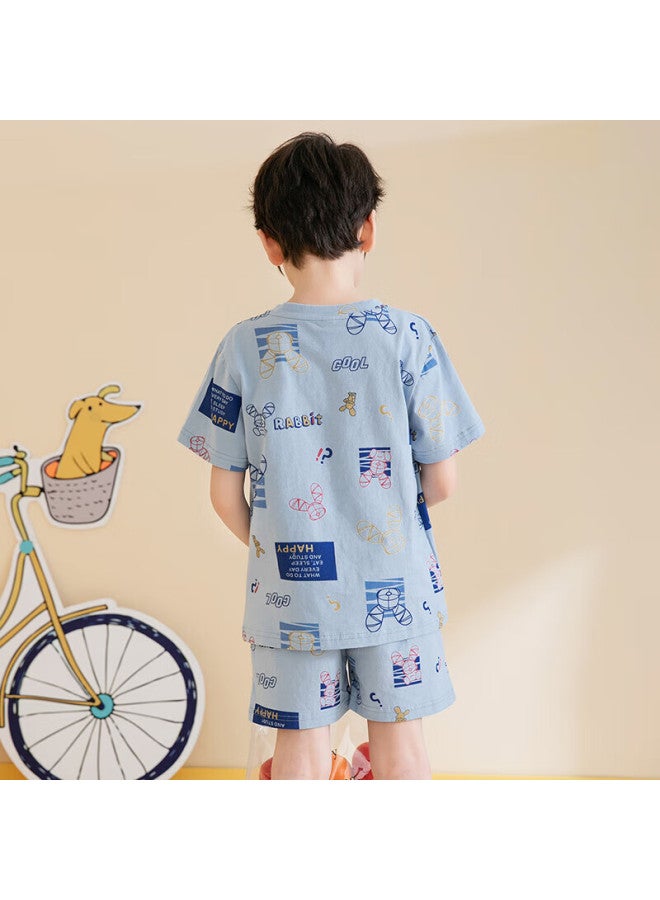 Fenton Fenteng Children's Pajamas For Boys, Breathable Pure Cotton, Spring And Summer Short-sleeve, Suitable For Outdoor Wear, Boys' Clothing, Air Conditioning Wear, Q9984723125 - Image 2