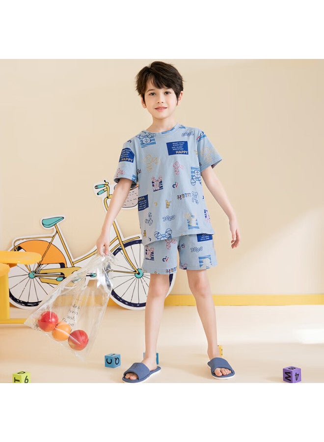 Fenton Fenteng Children's Pajamas For Boys, Breathable Pure Cotton, Spring And Summer Short-sleeve, Suitable For Outdoor Wear, Boys' Clothing, Air Conditioning Wear, Q9984723125 - Image 1