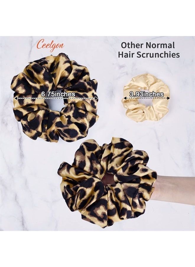 CEELGON - XL Big Silk Scrunchies for Women CEELGON Extra Large Scrunchie Satin Oversized Silk Thick Elastic Fluffy Hair Ties Jumbo Gigantic Soft Chiffon Cute Scrunchy Hair Scrunchies 6 Pack - Image 1