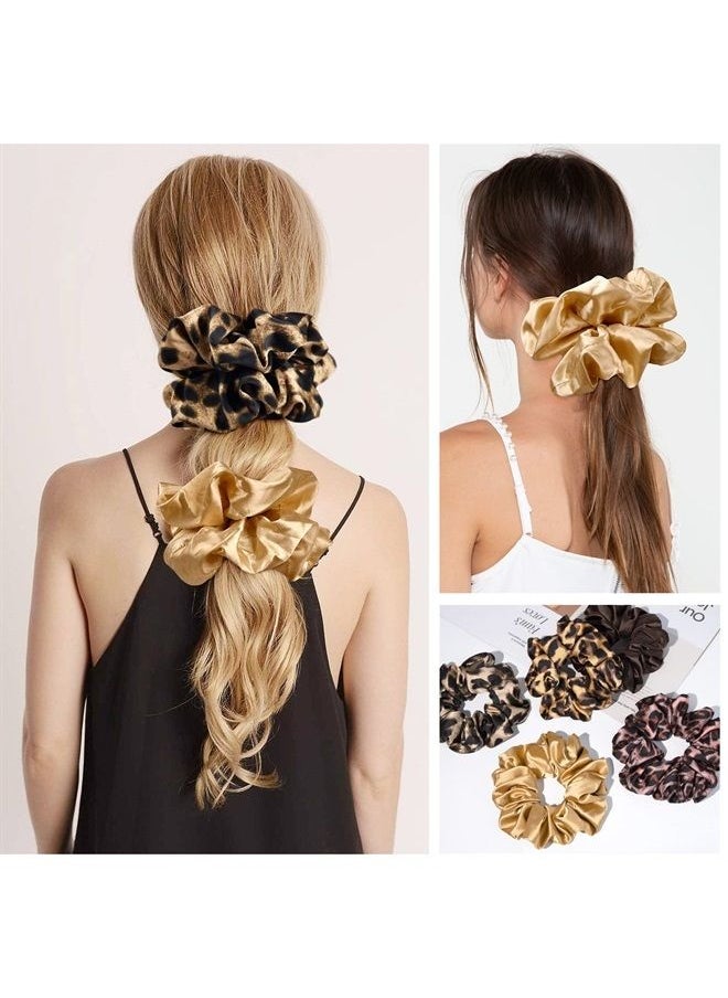 CEELGON - XL Big Silk Scrunchies for Women CEELGON Extra Large Scrunchie Satin Oversized Silk Thick Elastic Fluffy Hair Ties Jumbo Gigantic Soft Chiffon Cute Scrunchy Hair Scrunchies 6 Pack - Image 1