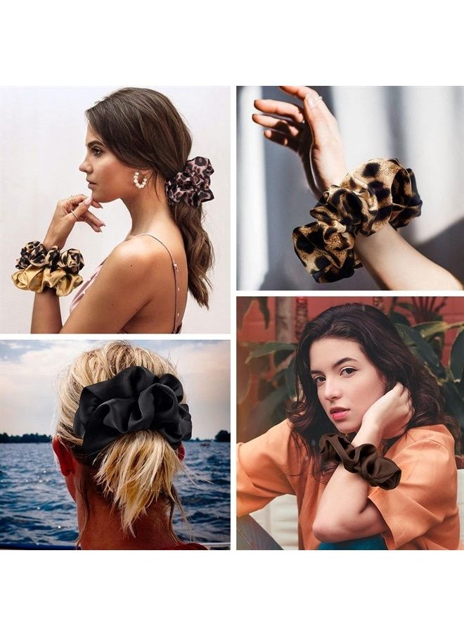 CEELGON - XL Big Silk Scrunchies for Women CEELGON Extra Large Scrunchie Satin Oversized Silk Thick Elastic Fluffy Hair Ties Jumbo Gigantic Soft Chiffon Cute Scrunchy Hair Scrunchies 6 Pack - Image 1