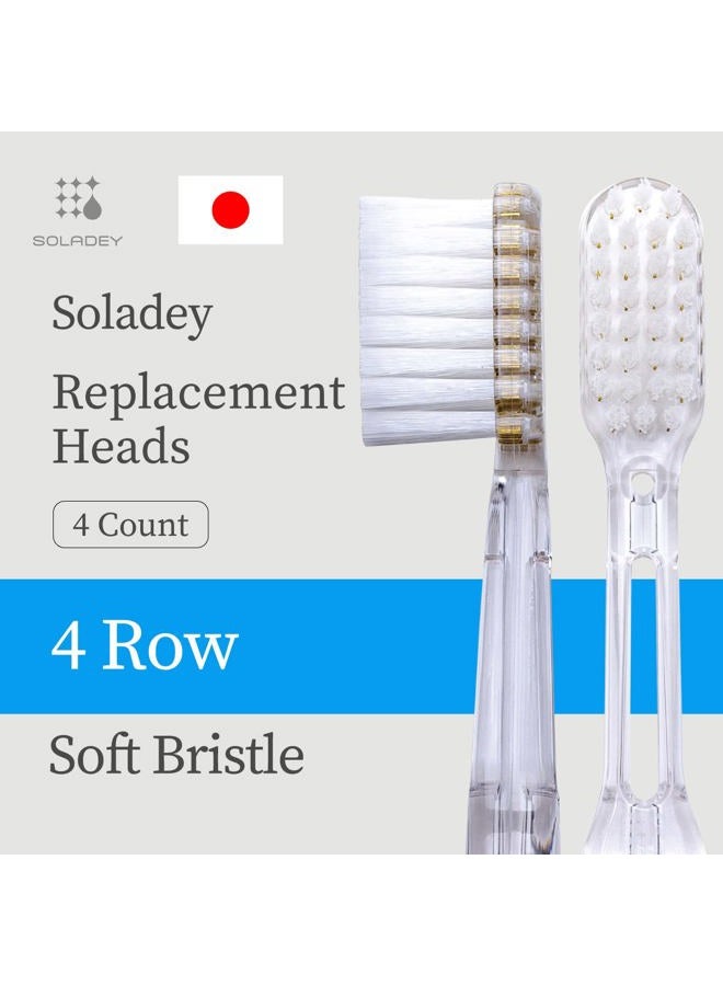 Soladey Ionic Toothbrush Replacement Brush Heads Refill, 4 Count -4 Row Soft Bristle - Image 2