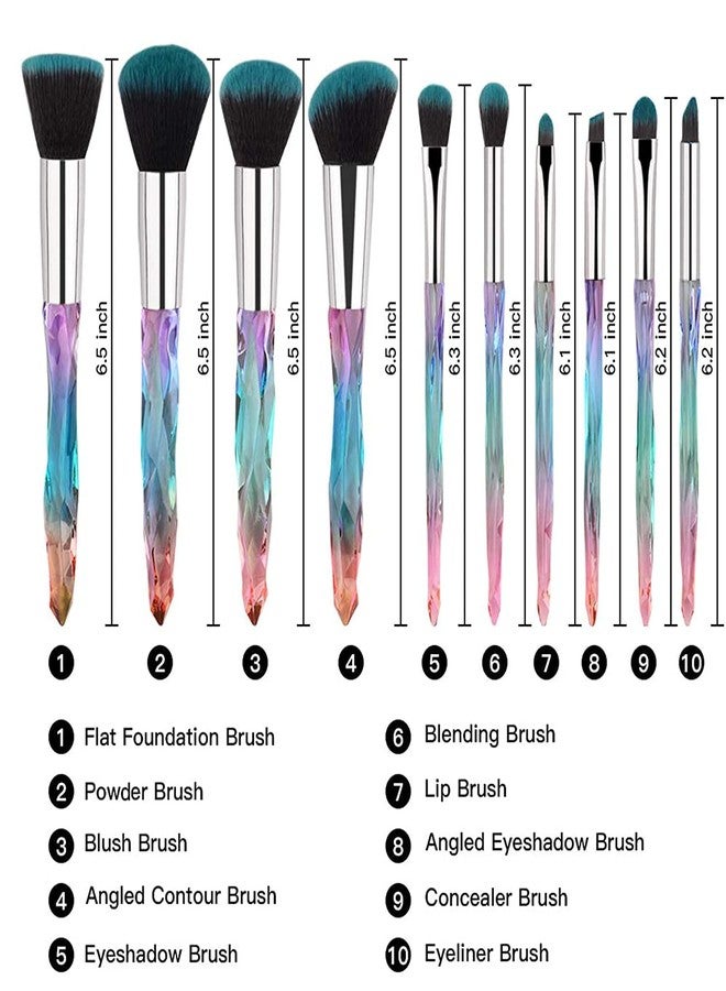 PAYPIN Makeup Brush Set, 10 PCS Crystal Makeup Brushes Professional Face Powder Foundation Blush Concealer Eyeshadow Eyebrow Brushes, Stylish Make Up Tools for Girls Women - Image 4
